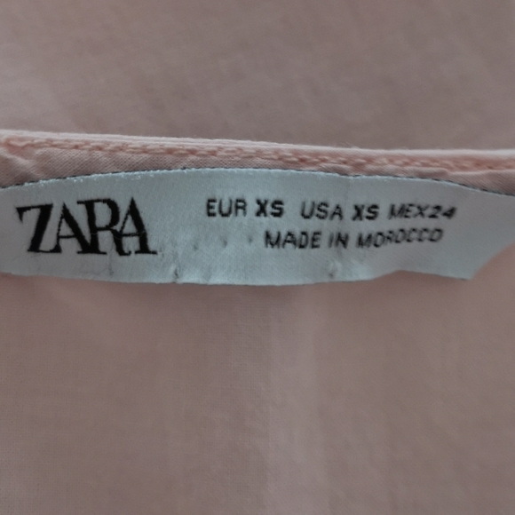 NWT Zara Cotton Pintucked & Lace Collarless Blouse - Picture 8 of 10